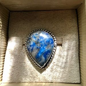 Size 7 Tear Drop Sodalite Stone and SterlingSilver